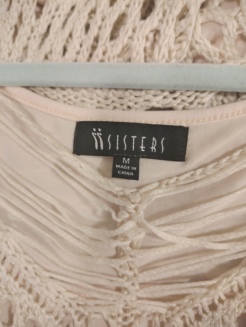 Two Sisters Boho Hippie Crochet Mini Dress Sleeveless M Cream Coastal Cowgirl - Picture 6 of 7